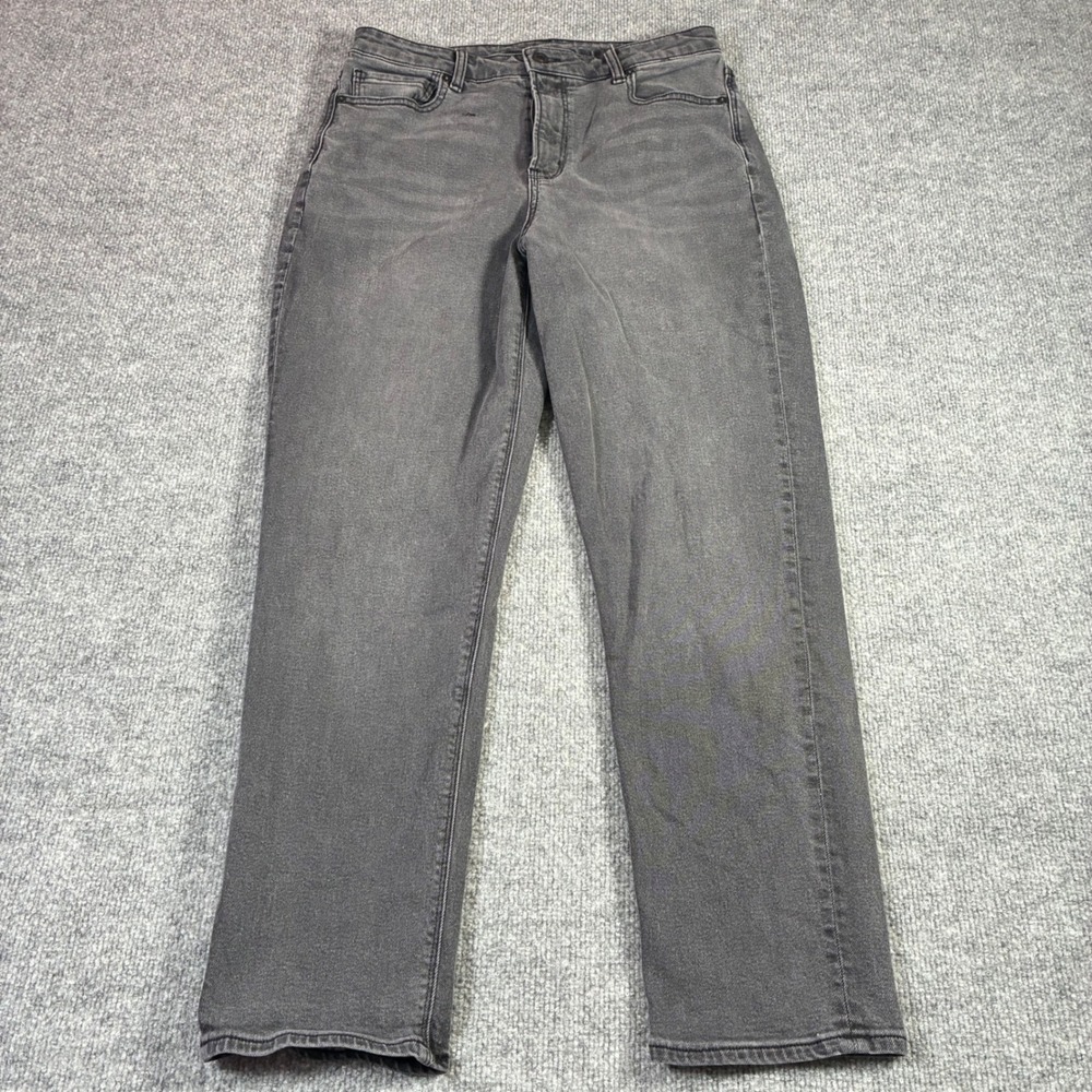 American Eagle Mom Jeans Womens 10 Gray High Rise Tapered Leg Stretch Denim